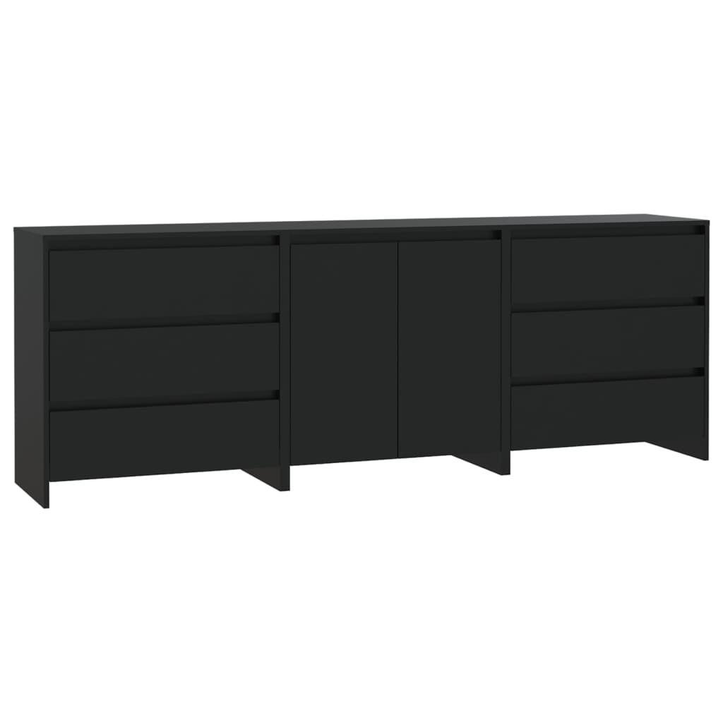 8720286903643_a_en_hd_1 vidaXL 3 Piece Sideboard Black Engineered Wood - Image 2