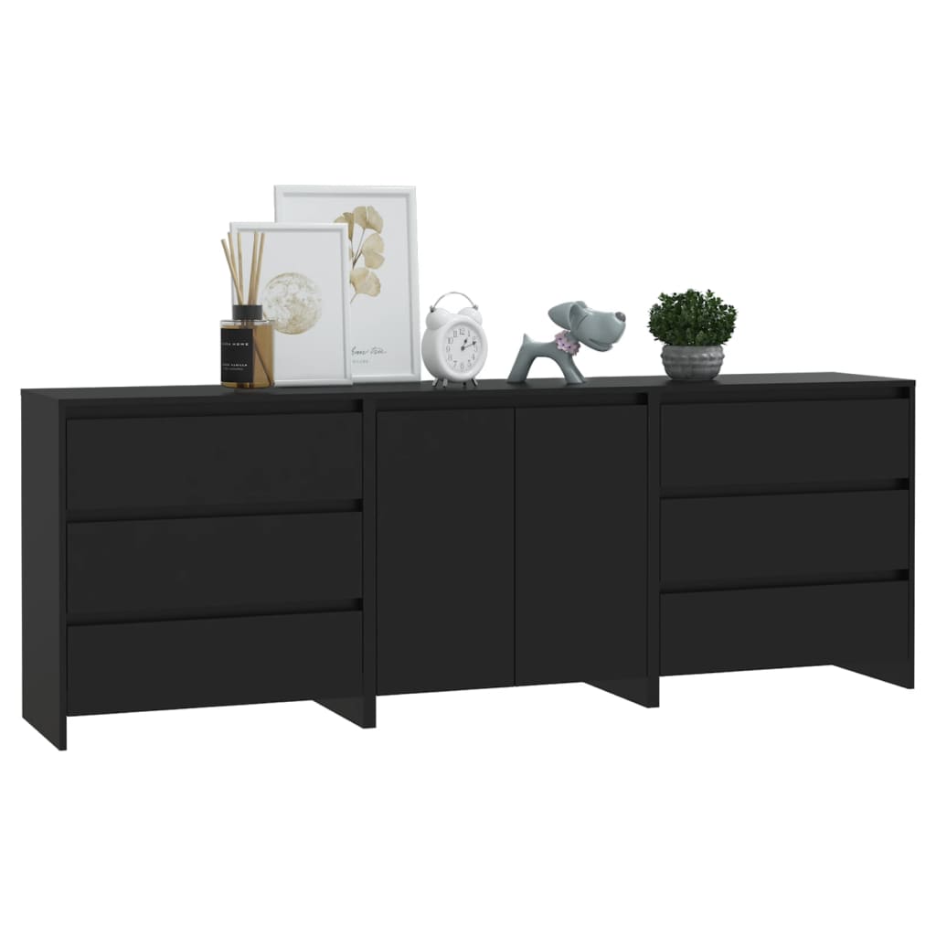 8720286903643_g_en_hd_4 vidaXL 3 Piece Sideboard Black Engineered Wood - Image 7