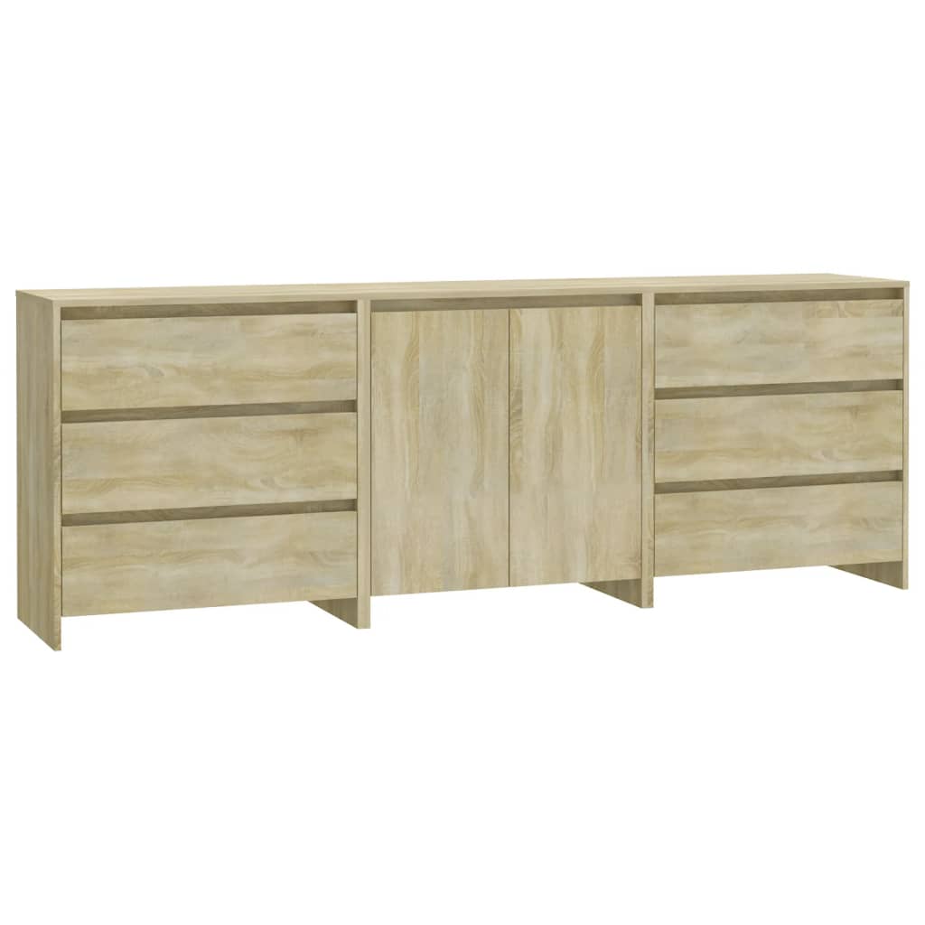 8720286903650_a_en_hd_1 vidaXL 3 Piece Sideboard Sonoma Oak Engineered Wood - Image 2