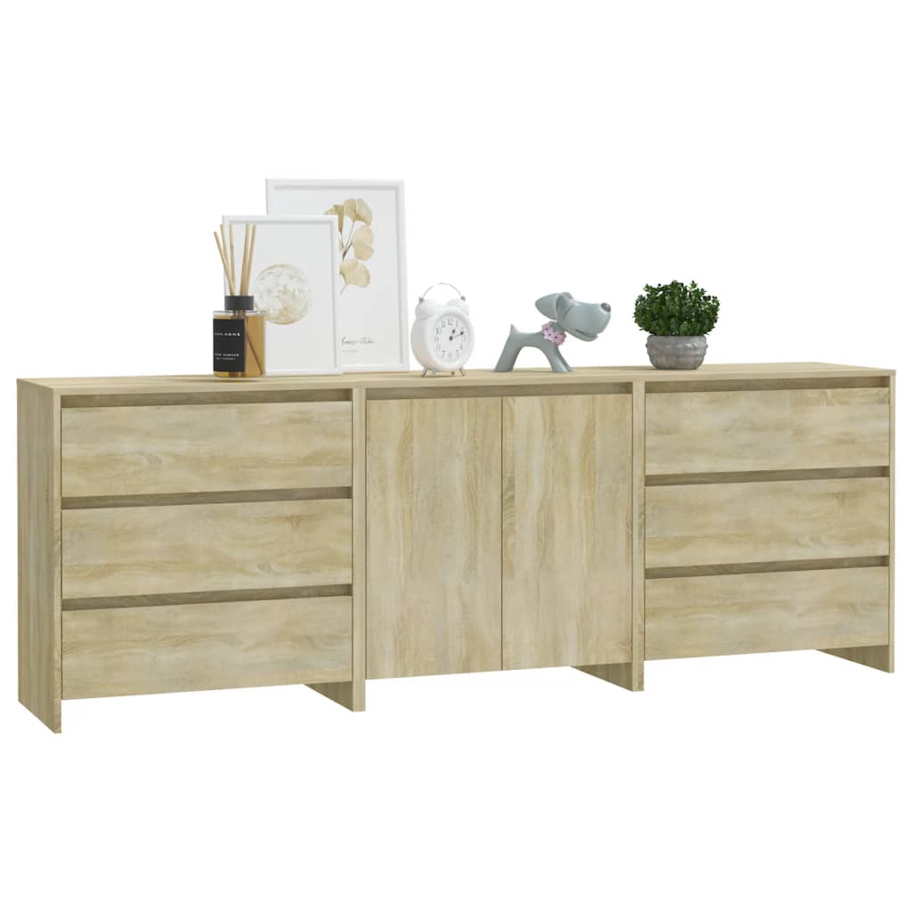 8720286903650_g_en_hd_4 vidaXL 3 Piece Sideboard Sonoma Oak Engineered Wood - Image 7