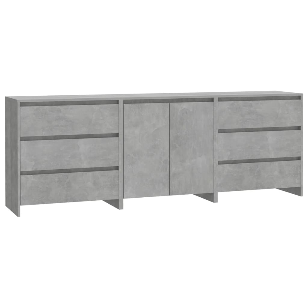 8720286903667_a_en_hd_1 vidaXL 3 Piece Sideboard Concrete Grey Engineered Wood - Image 2