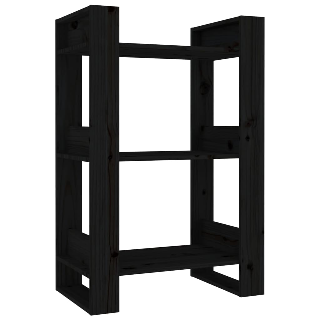 8720286905210_a_en_hd_1 vidaXL Book Cabinet/Room Divider Black 60x35x91 cm Solid Wood Pine - Image 2