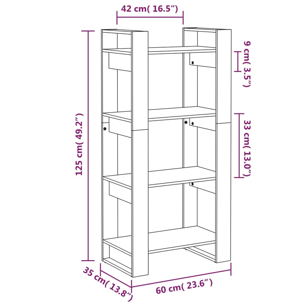 8720286905265_g_en_hd_6 vidaXL Book Cabinet/Room Divider Black 60x35x125 cm Solid Wood - Image 9