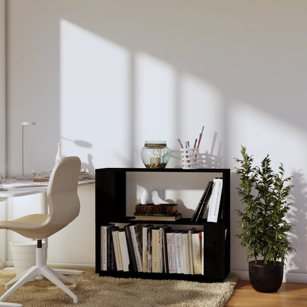 8720286905968_g_en_hd_1 vidaXL Book Cabinet/Room Divider Black 80x25x70 cm Solid Wood Pine - Image 4