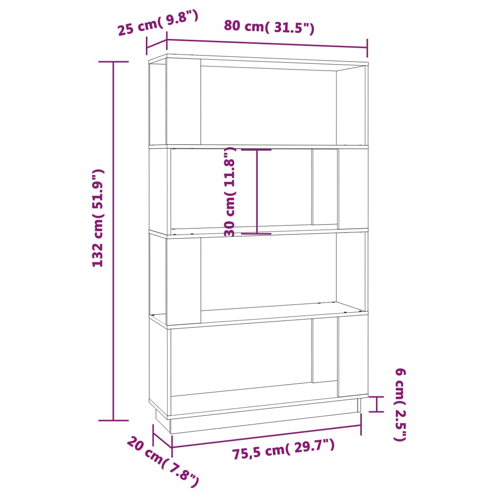 8720286906026_g_en_hd_7 vidaXL Book Cabinet/Room Divider 80x25x132 cm Solid Wood Pine - Image 9