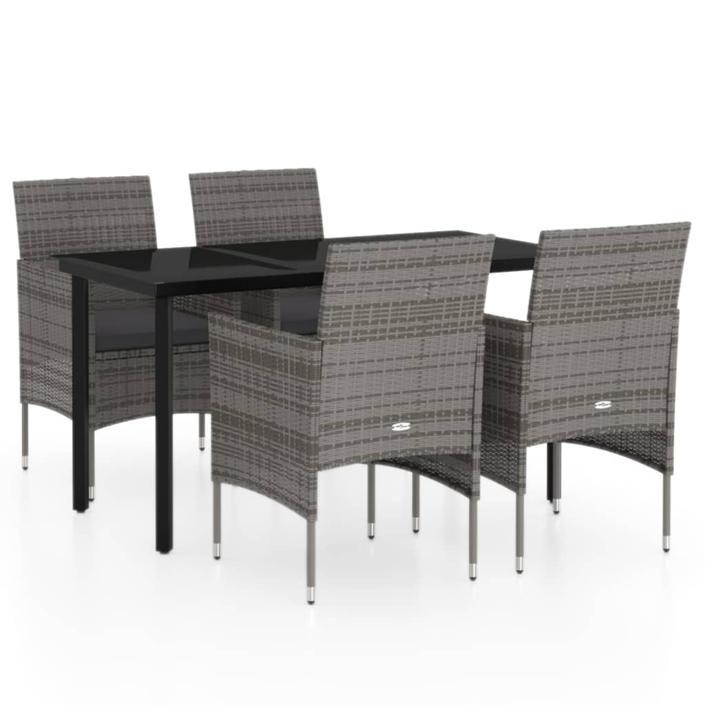 8720286912638_a_en_hd_1 vidaXL 5 Piece Garden Dining Set with Cushions Grey and Black - Image 2