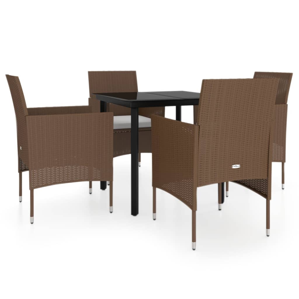 8720286912744_a_en_hd_1 vidaXL 5 Piece Garden Dining Set with Cushions Brown and Black - Image 2