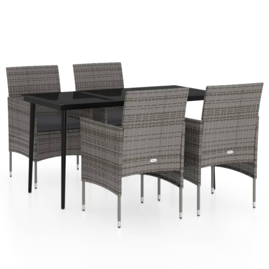 8720286912874_a_en_hd_1 vidaXL 5 Piece Garden Dining Set with Cushions Grey and Black - Image 2