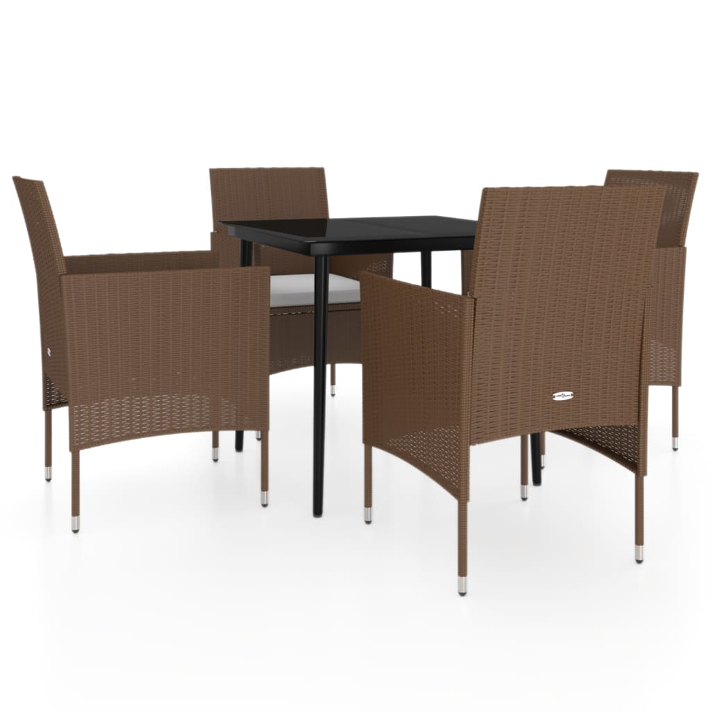 8720286912980_a_en_hd_1 vidaXL 5 Piece Garden Dining Set with Cushions Brown and Black - Image 2