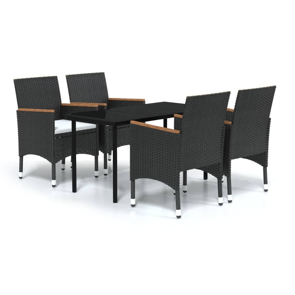 8720286913055_a_en_hd_1 vidaXL 5 Piece Outdoor Dining Set with Cushions Black - Image 2