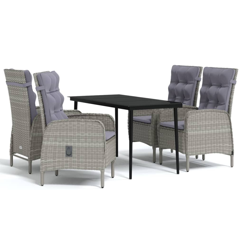 8720286913475_a_en_hd_1 vidaXL 5 Piece Outdoor Dining Set with Cushions Grey and Black - Image 2