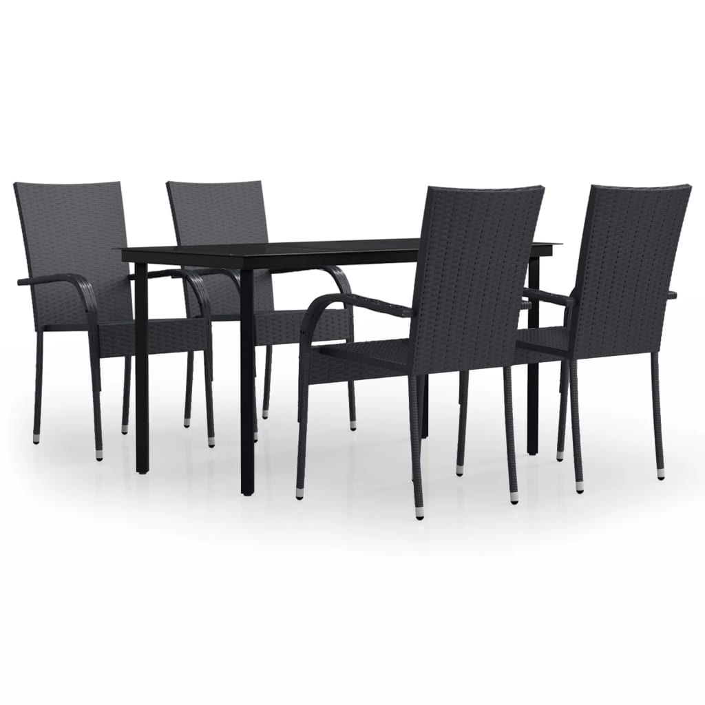 8720286913536_a_en_hd_1 vidaXL 5 Piece Outdoor Dining Set Black - Image 2