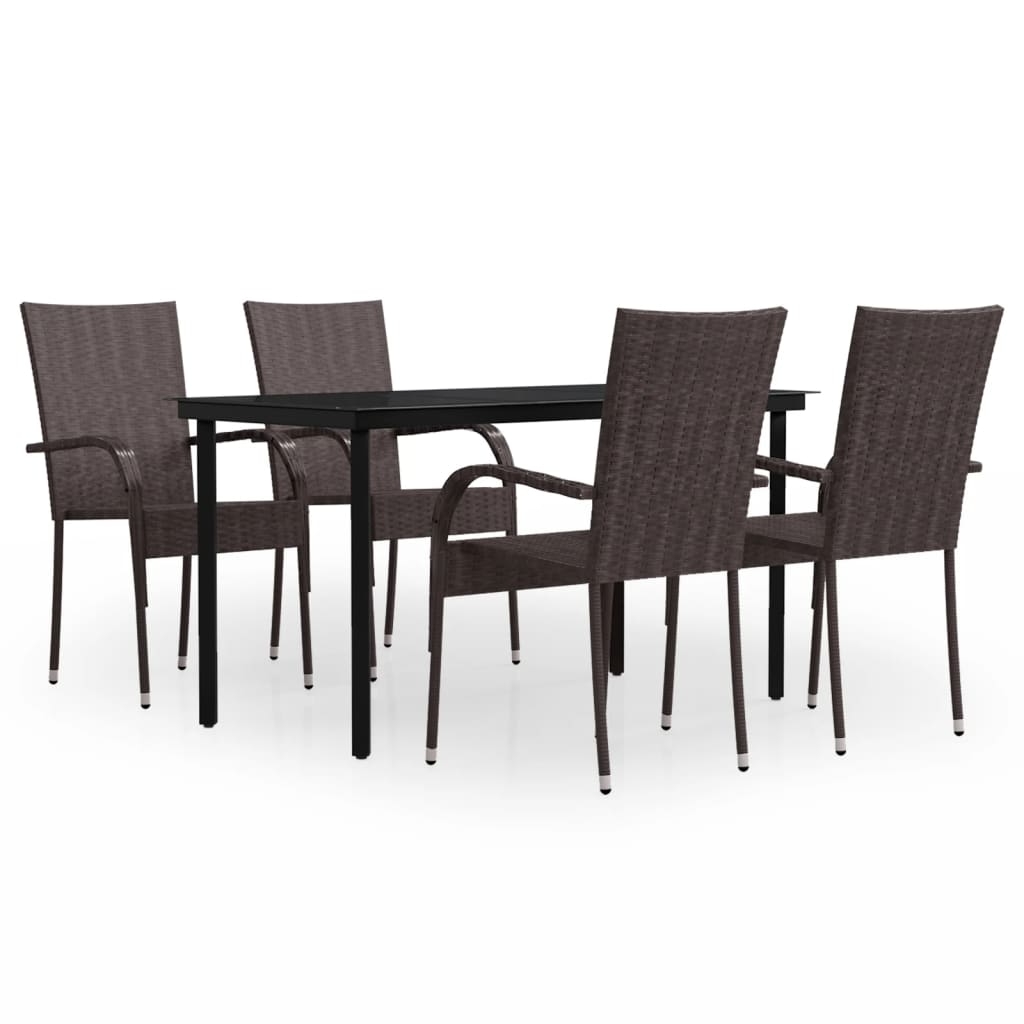8720286913598_a_en_hd_1 vidaXL 5 Piece Outdoor Dining Set Brown and Black - Image 2