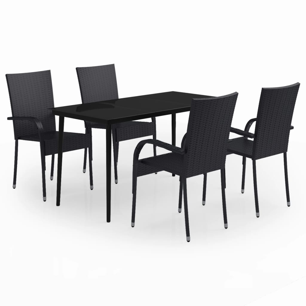 8720286913710_a_en_hd_1 vidaXL 5 Piece Garden Dining Set Black - Image 2