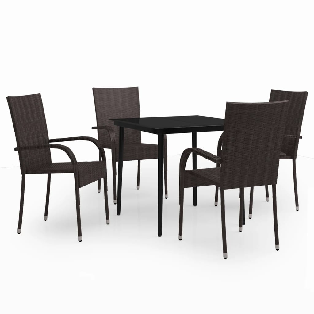 8720286913765_a_en_hd_1 vidaXL 5 Piece Garden Dining Set Brown and Black - Image 2