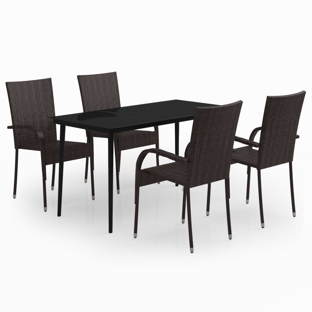 8720286913772_a_en_hd_1 vidaXL 5 Piece Garden Dining Set Brown and Black - Image 2