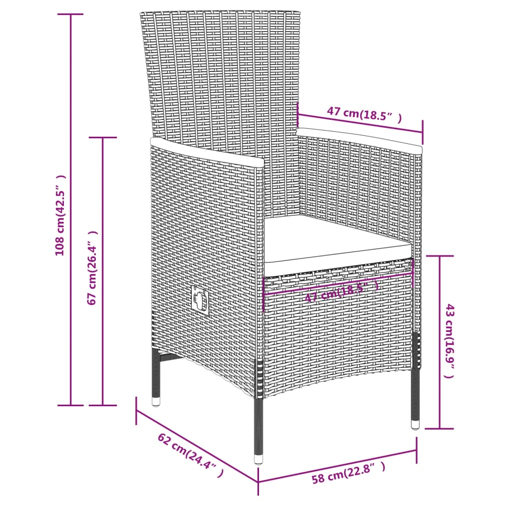 8720286913994_g_en_hd_6 vidaXL 3 Piece Garden Dining Set with Cushions Black - Image 8