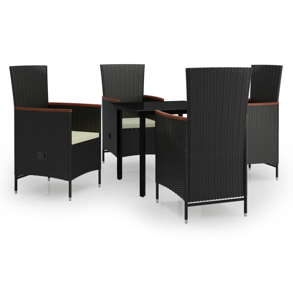 8720286914007_a_en_hd_1 vidaXL 5 Piece Garden Dining Set with Cushions Black - Image 2