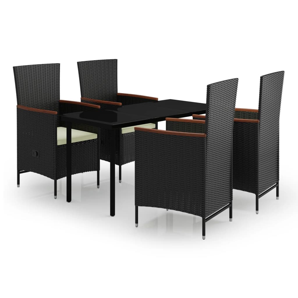 8720286914014_a_en_hd_1 vidaXL 5 Piece Garden Dining Set with Cushions Black - Image 2