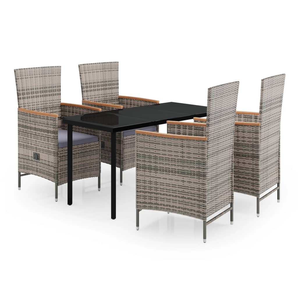 8720286914076_a_en_hd_1 vidaXL 5 Piece Garden Dining Set with Cushions Grey - Image 2
