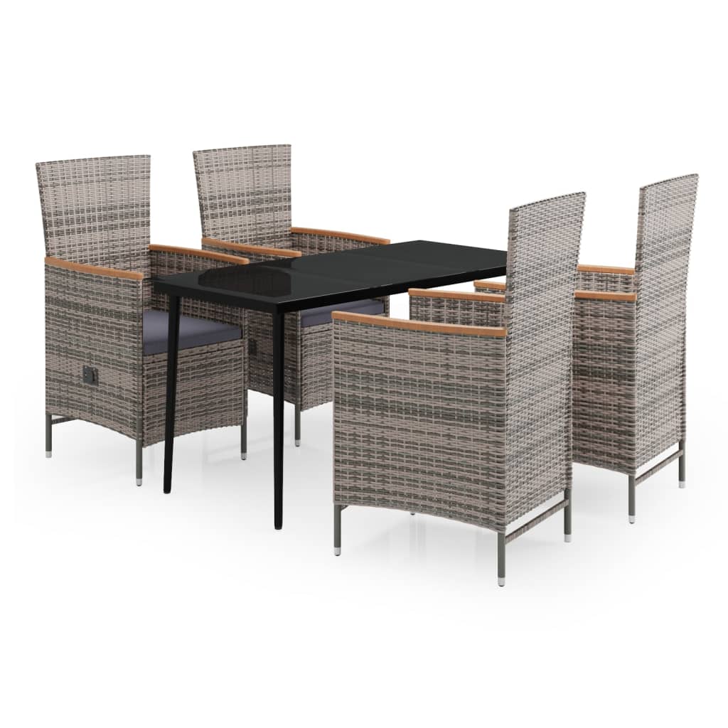 8720286914250_a_en_hd_1 vidaXL 5 Piece Garden Dining Set with Cushions Grey - Image 2