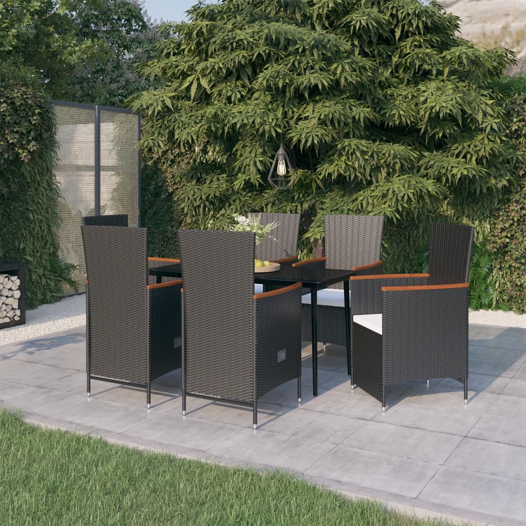 8720286914410_m_en_hd_1 vidaXL 7 Piece Garden Dining Set with Cushions Black - Image 1