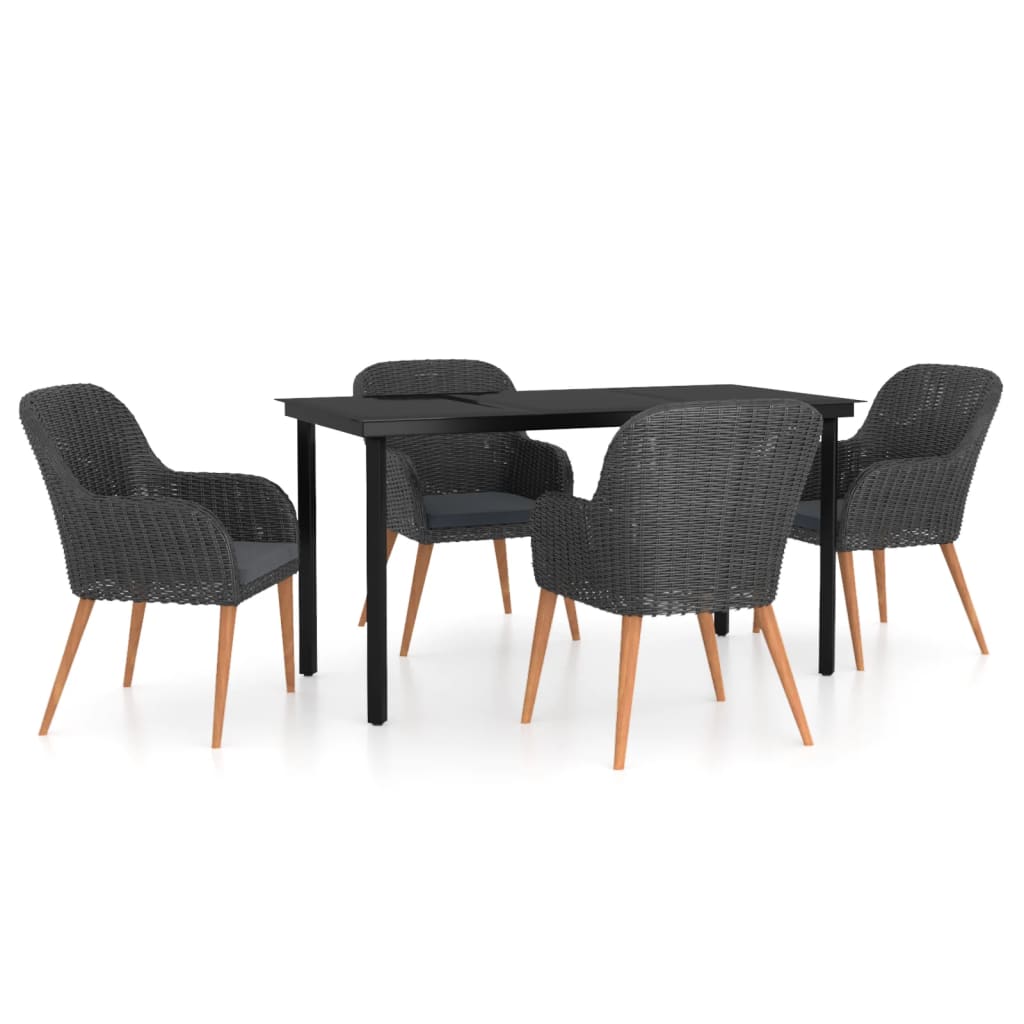 8720286914816_a_en_hd_1 vidaXL 5 Piece Garden Dining Set with Cushions Black - Image 2