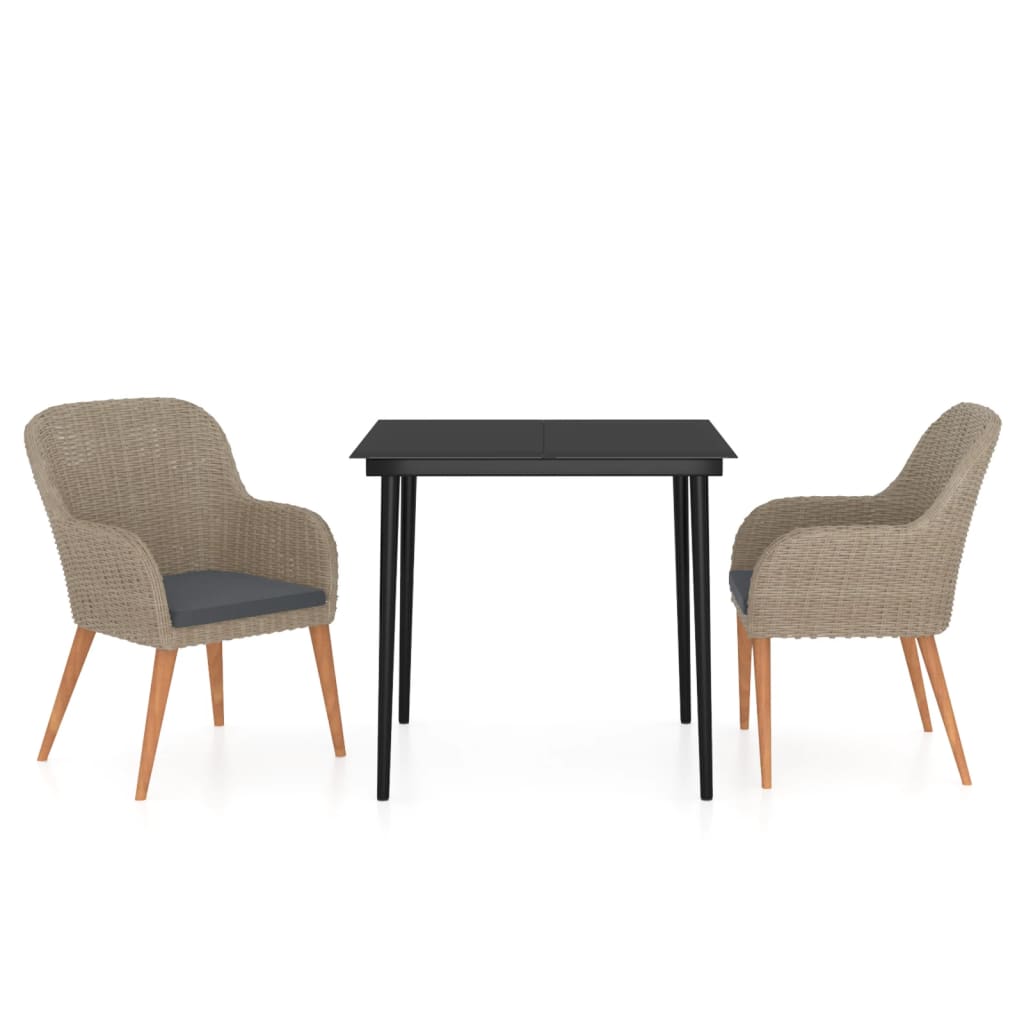 8720286914977_a_en_hd_1 vidaXL 3 Piece Garden Dining Set with Cushions Brown - Image 2