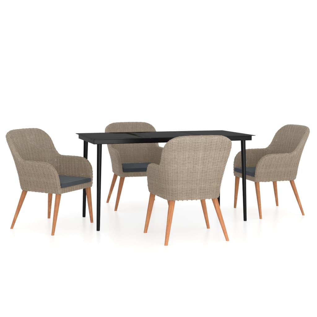 8720286914991_a_en_hd_1 vidaXL 5 Piece Garden Dining Set with Cushions Brown - Image 2