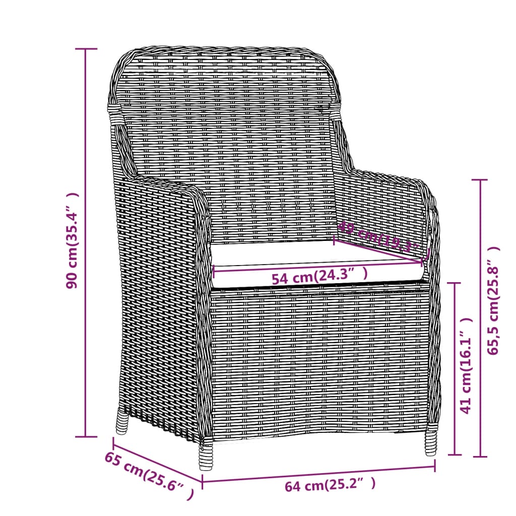 8720286915035_g_en_hd_5 vidaXL 3 Piece Garden Dining Set with Cushions Black - Image 7