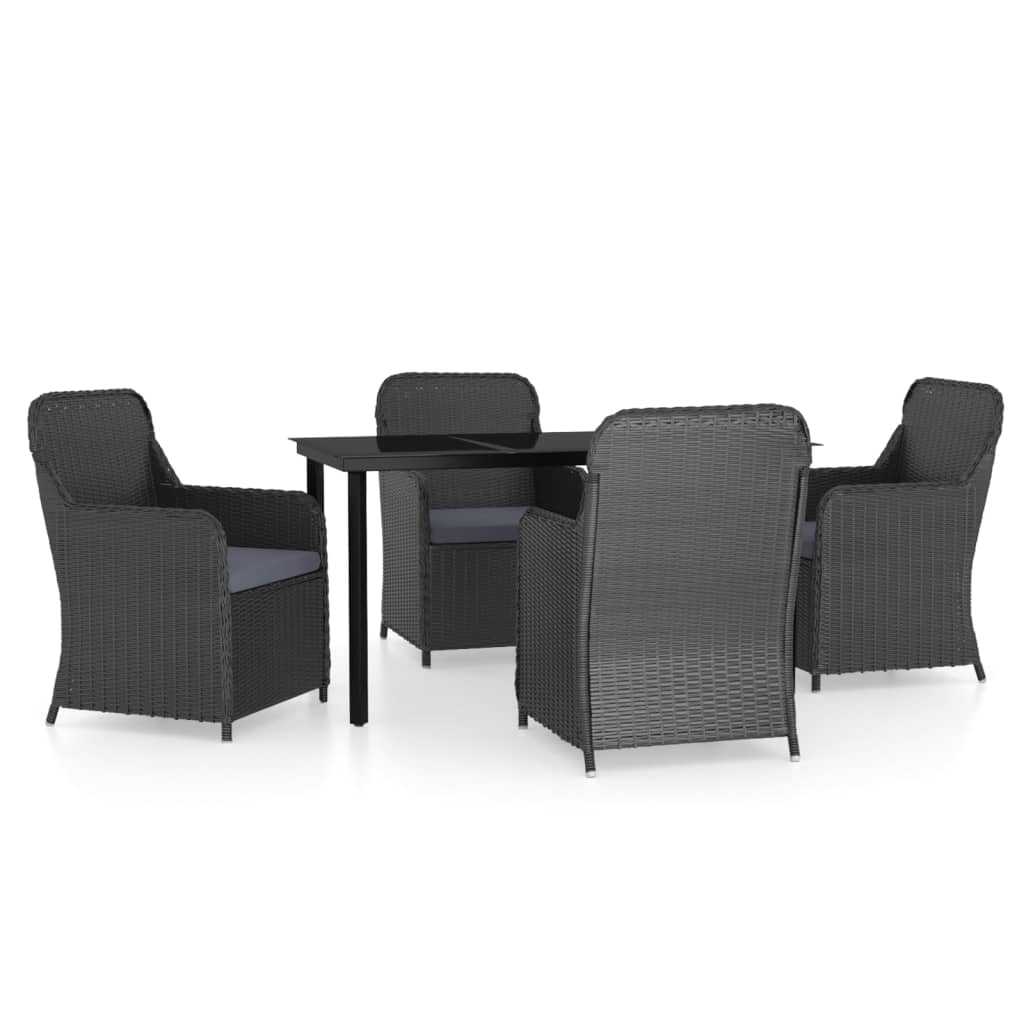 8720286915059_a_en_hd_1 vidaXL 5 Piece Garden Dining Set with Cushions Black - Image 2
