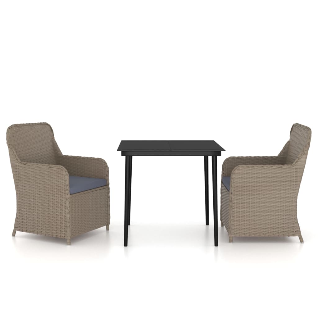 8720286915219_a_en_hd_1 vidaXL 3 Piece Garden Dining Set with Cushions Brown - Image 2