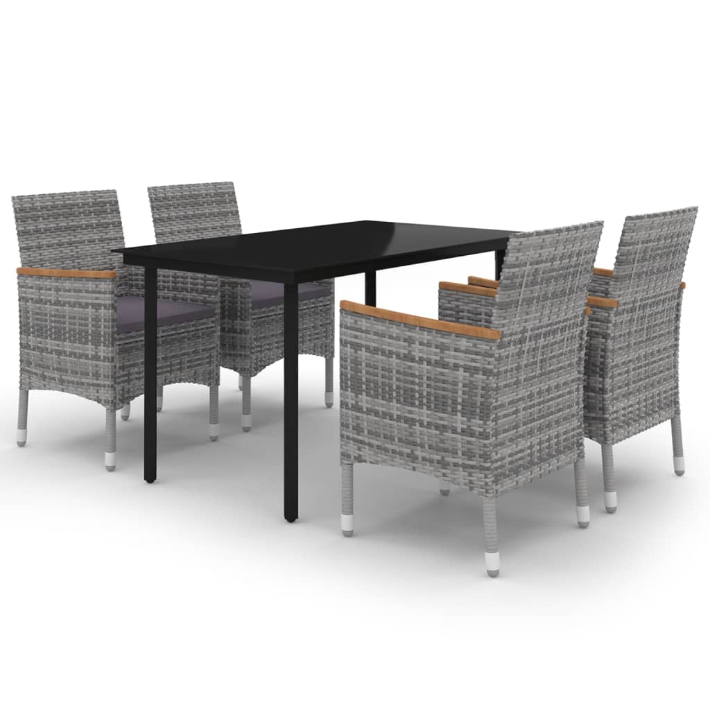 8720286917510_a_en_hd_1 vidaXL 5 Piece Garden Dining Set with Cushions Poly Rattan and Glass - Image 2