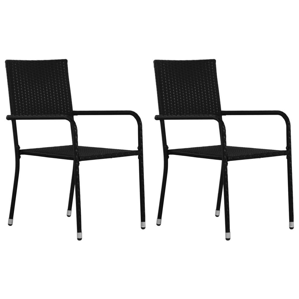 8720286917954_a_en_hd_1 vidaXL Garden Dining Chairs 2 pcs Stackable Black Poly Rattan - Image 1