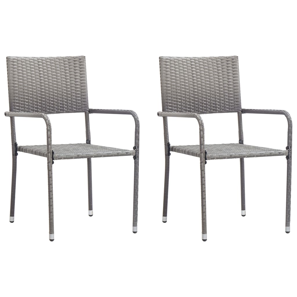 8720286917961_a_en_hd_1 vidaXL Garden Dining Chairs 2 pcs Stackable Grey Poly Rattan - Image 1
