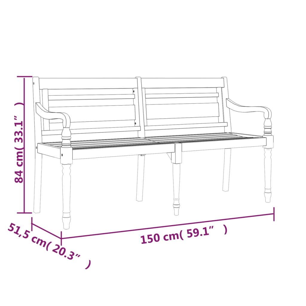 8720286918562_g_en_hd_6 vidaXL Batavia Bench with Anthracite Cushion 150 cm Solid Wood Teak - Image 8