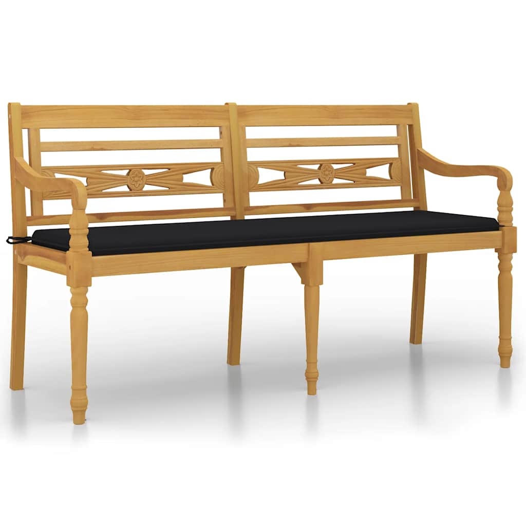 8720286918630_a_en_hd_1 vidaXL Batavia Bench with Black Cushion 150 cm Solid Wood Teak - Image 2