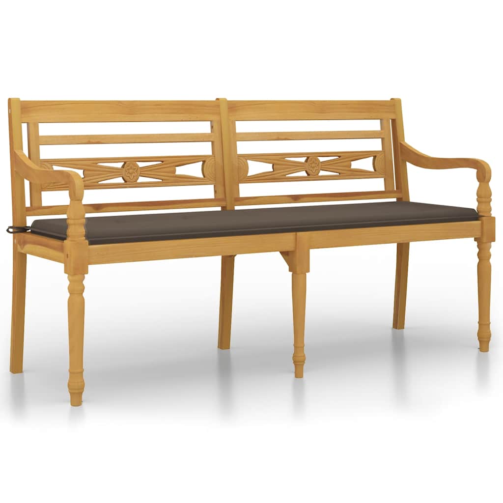8720286918647_a_en_hd_1 vidaXL Batavia Bench with Taupe Cushion 150 cm Solid Wood Teak - Image 2