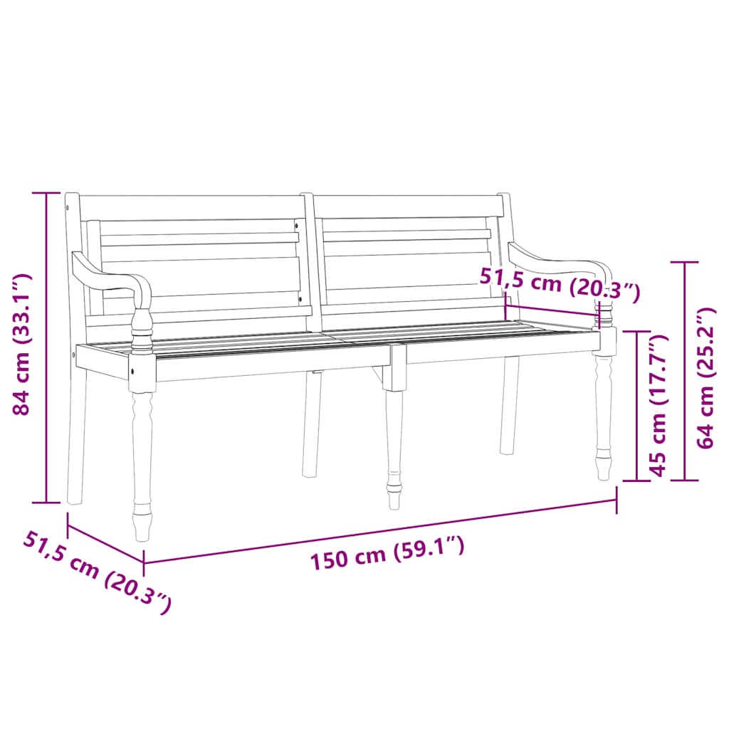 8720286918647_g_en_hd_6 vidaXL Batavia Bench with Taupe Cushion 150 cm Solid Wood Teak - Image 8