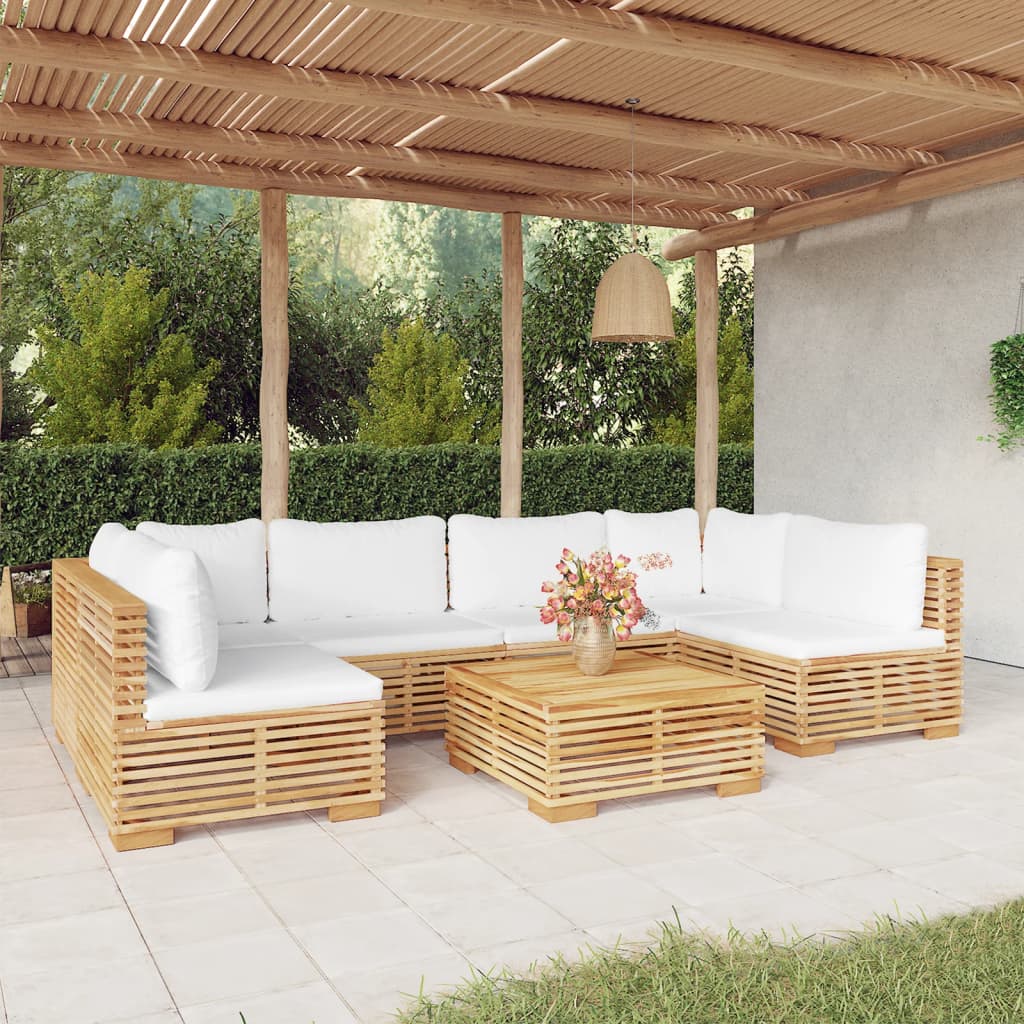 vidaXL 7 Piece Garden Lounge Set with Cushions Solid Teak Wood