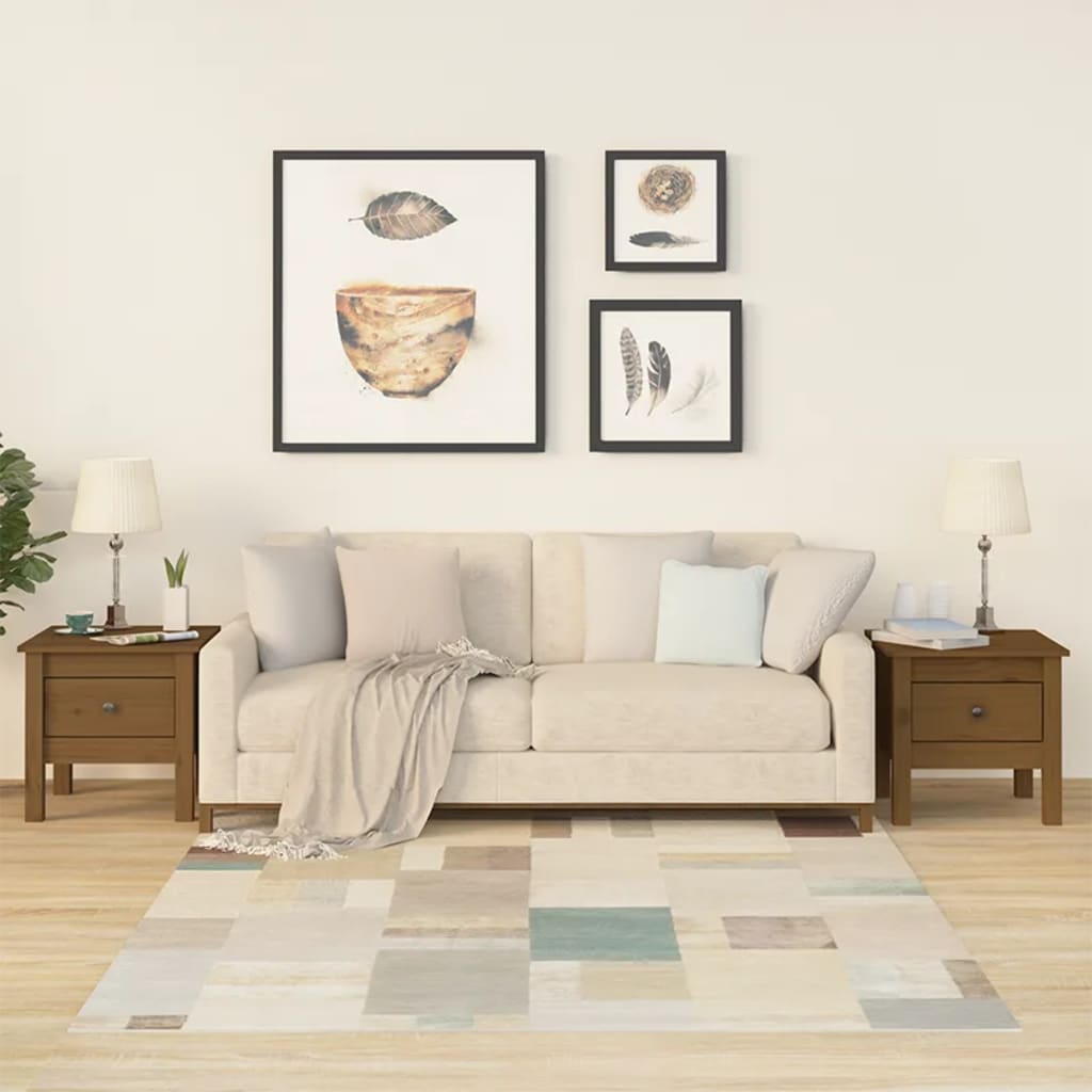 vidaXL Side Tables 2 pcs Honey Brown 40x40x39 cm Solid Wood Pine