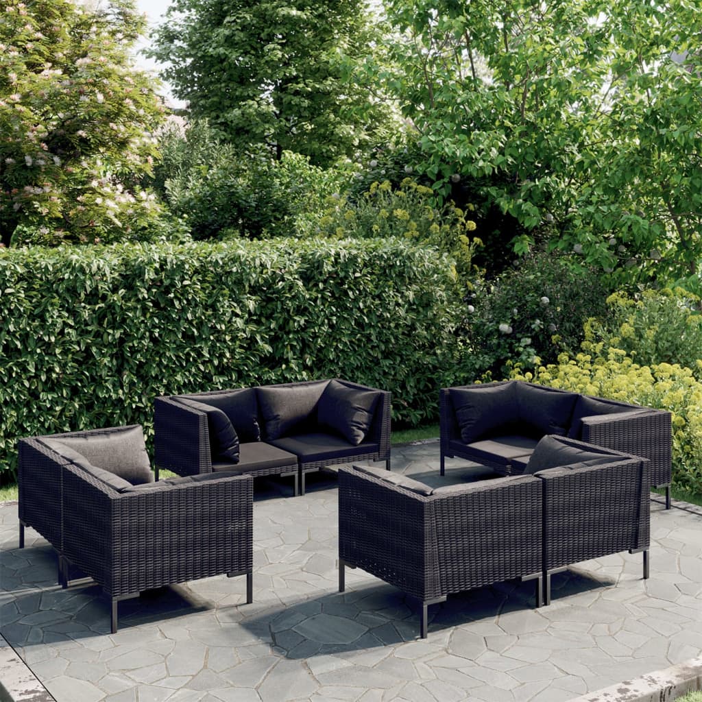 8720286924105_m_en_hd_1 vidaXL 8 Piece Garden Lounge Set with Cushions Poly Rattan Dark Grey - Image 1