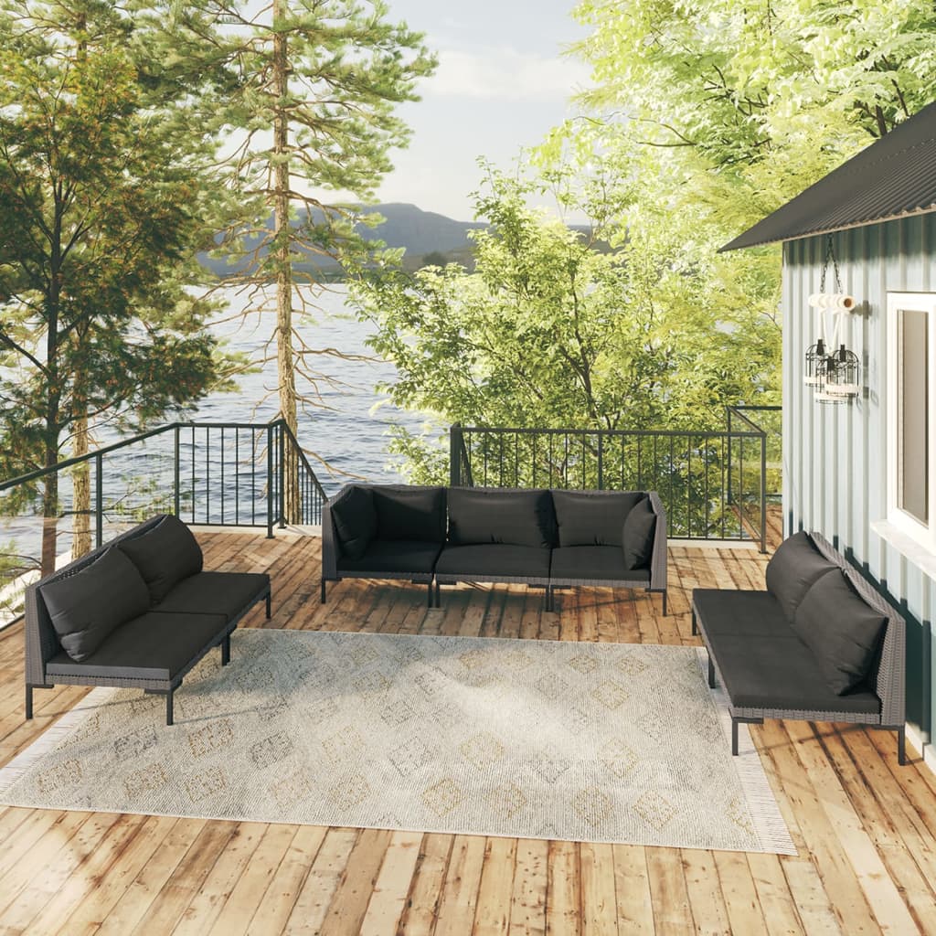 8720286924280_m_en_hd_1 vidaXL 7 Piece Garden Lounge Set with Cushions Poly Rattan Dark Grey - Image 1