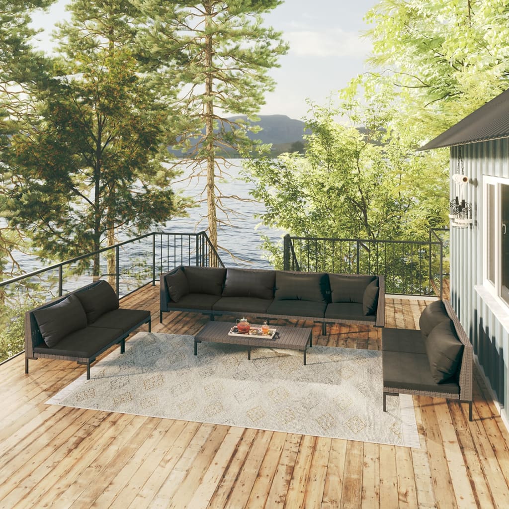 8720286924310_m_en_hd_1 vidaXL 9 Piece Garden Lounge Set with Cushions Poly Rattan Dark Grey - Image 1