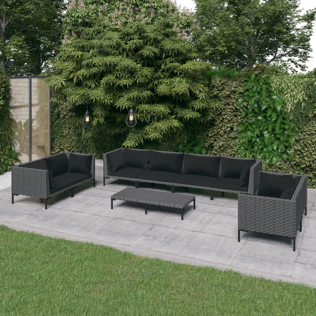 8720286924372_m_en_hd_1 vidaXL 9 Piece Garden Lounge Set with Cushions Poly Rattan Dark Grey - Image 1