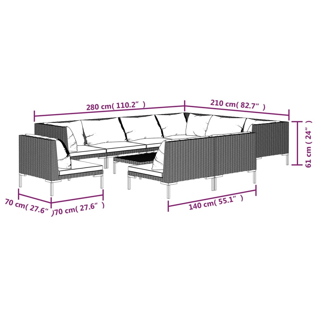 8720286924792_g_en_hd_7 vidaXL 10 Piece Garden Lounge Set with Cushions Poly Rattan Dark Grey - Image 9