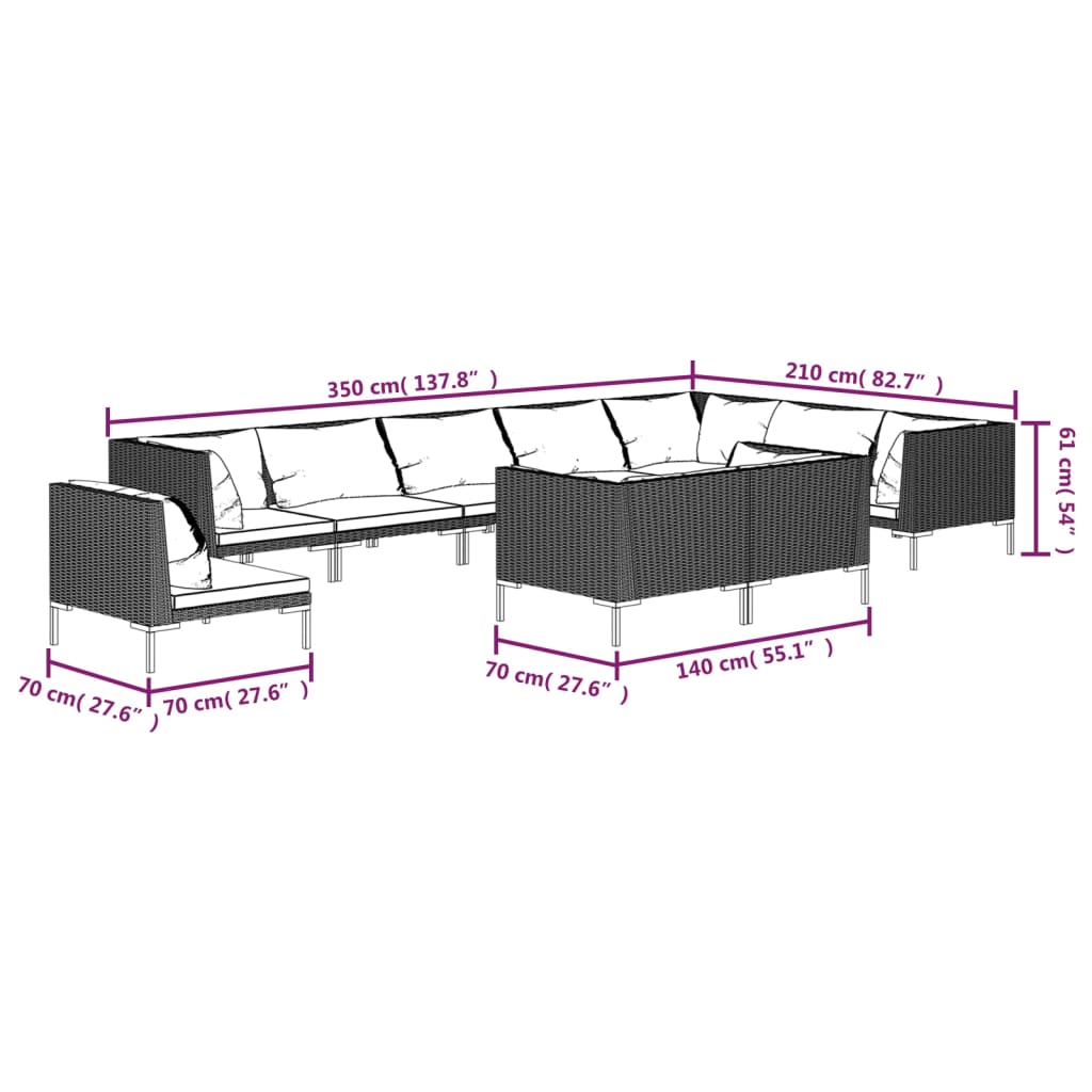 8720286924846_g_en_hd_5 vidaXL 10 Piece Garden Lounge Set with Cushions Poly Rattan Dark Grey - Image 7