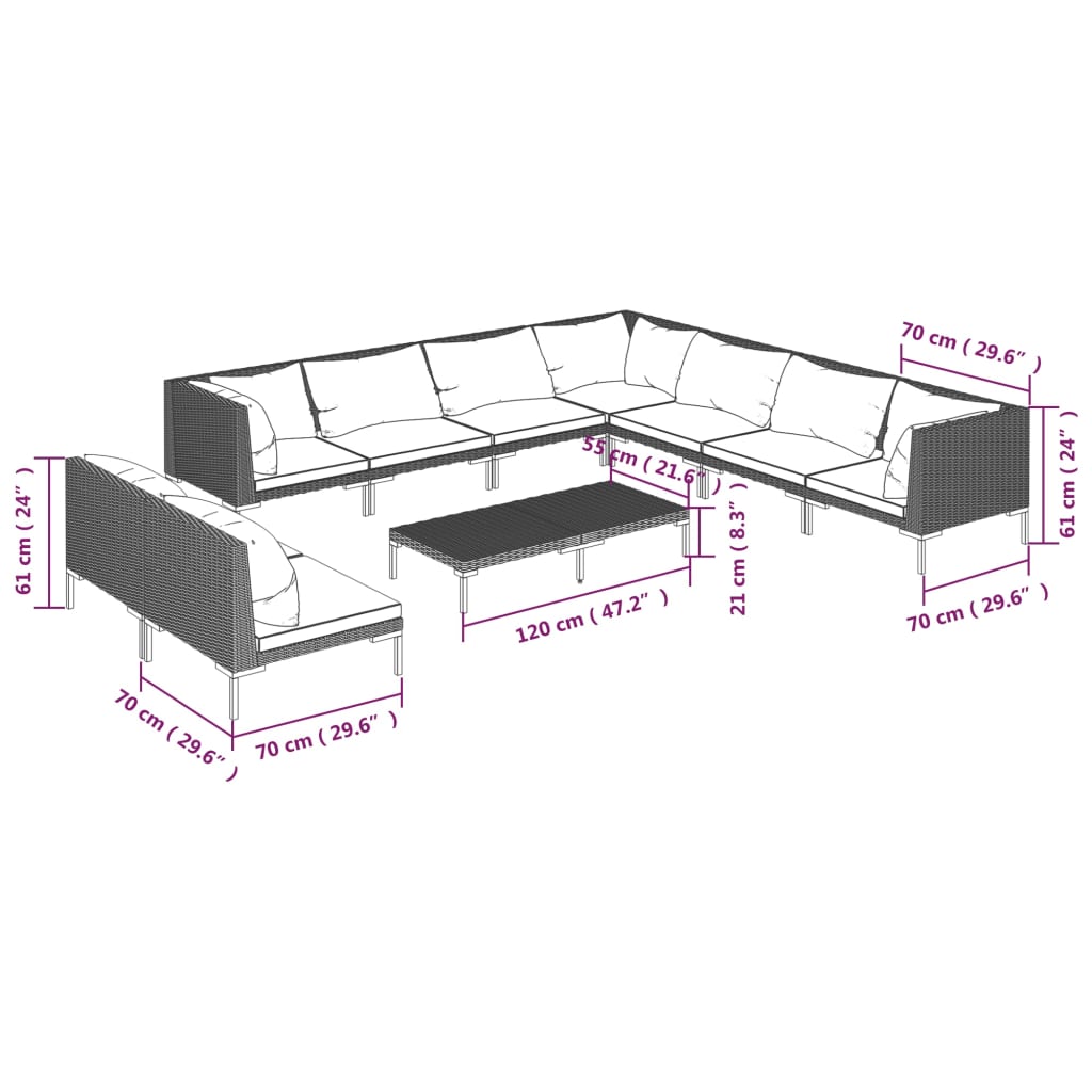 8720286924877_g_en_hd_7 vidaXL 10 Piece Garden Lounge Set with Cushions Poly Rattan Dark Grey - Image 9