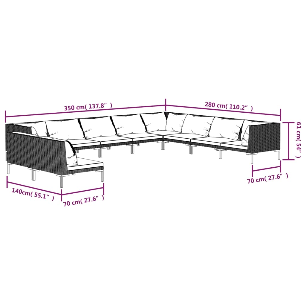 8720286924884_g_en_hd_5 vidaXL 10 Piece Garden Lounge Set with Cushions Poly Rattan Dark Grey - Image 7