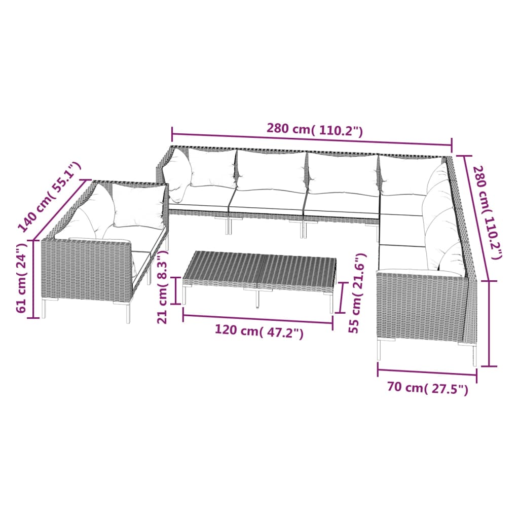 8720286924990_g_en_hd_7 vidaXL 10 Piece Garden Lounge Set with Cushions Poly Rattan Dark Grey - Image 9